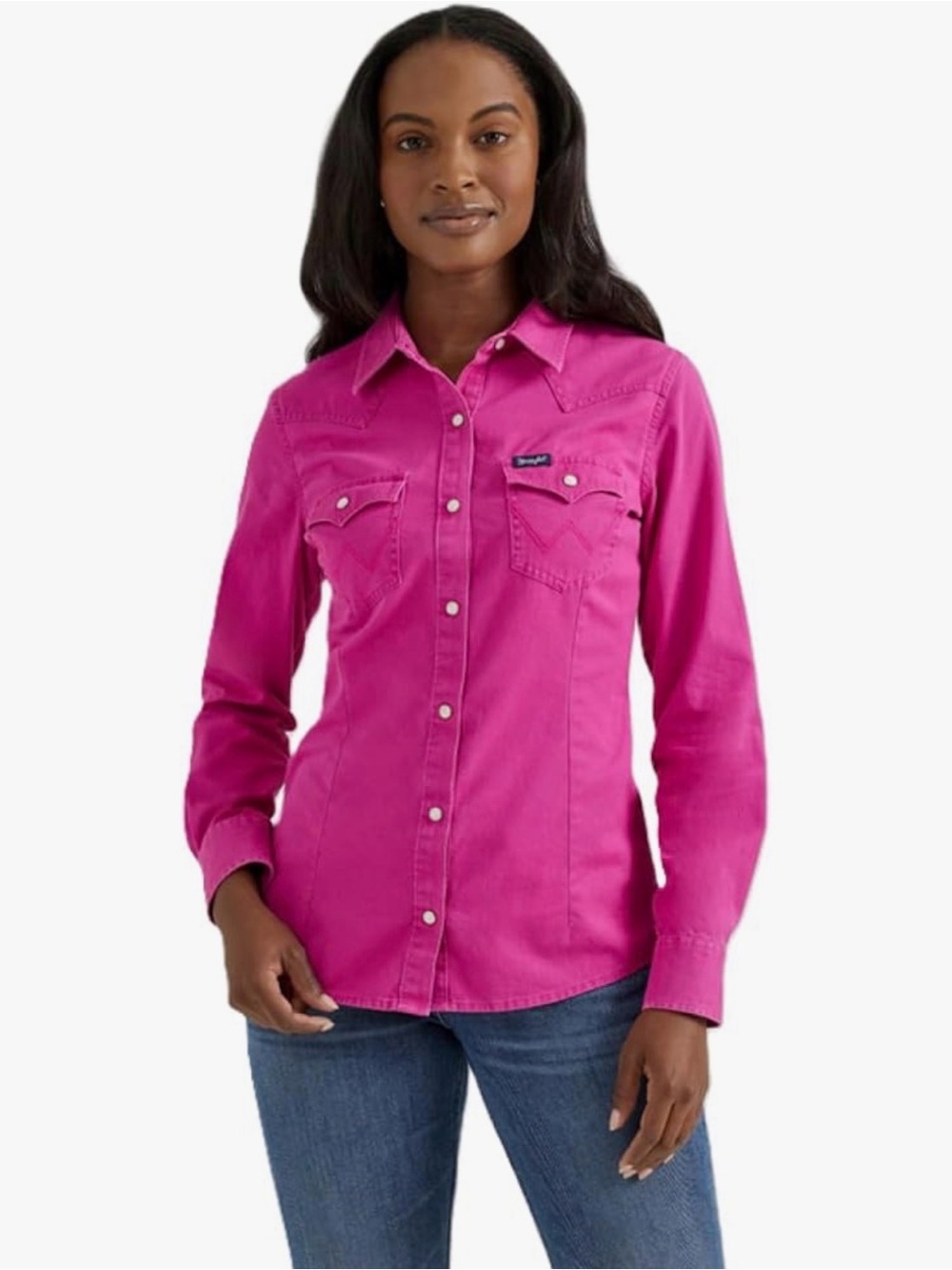 Wrangler Pink Western-Style Button-Up Shirt ptp 24 length 30